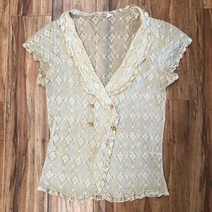 VINTAGE Victorian Lace Bed Jacket Blouse Top